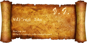 Ványi Ida névjegykártya